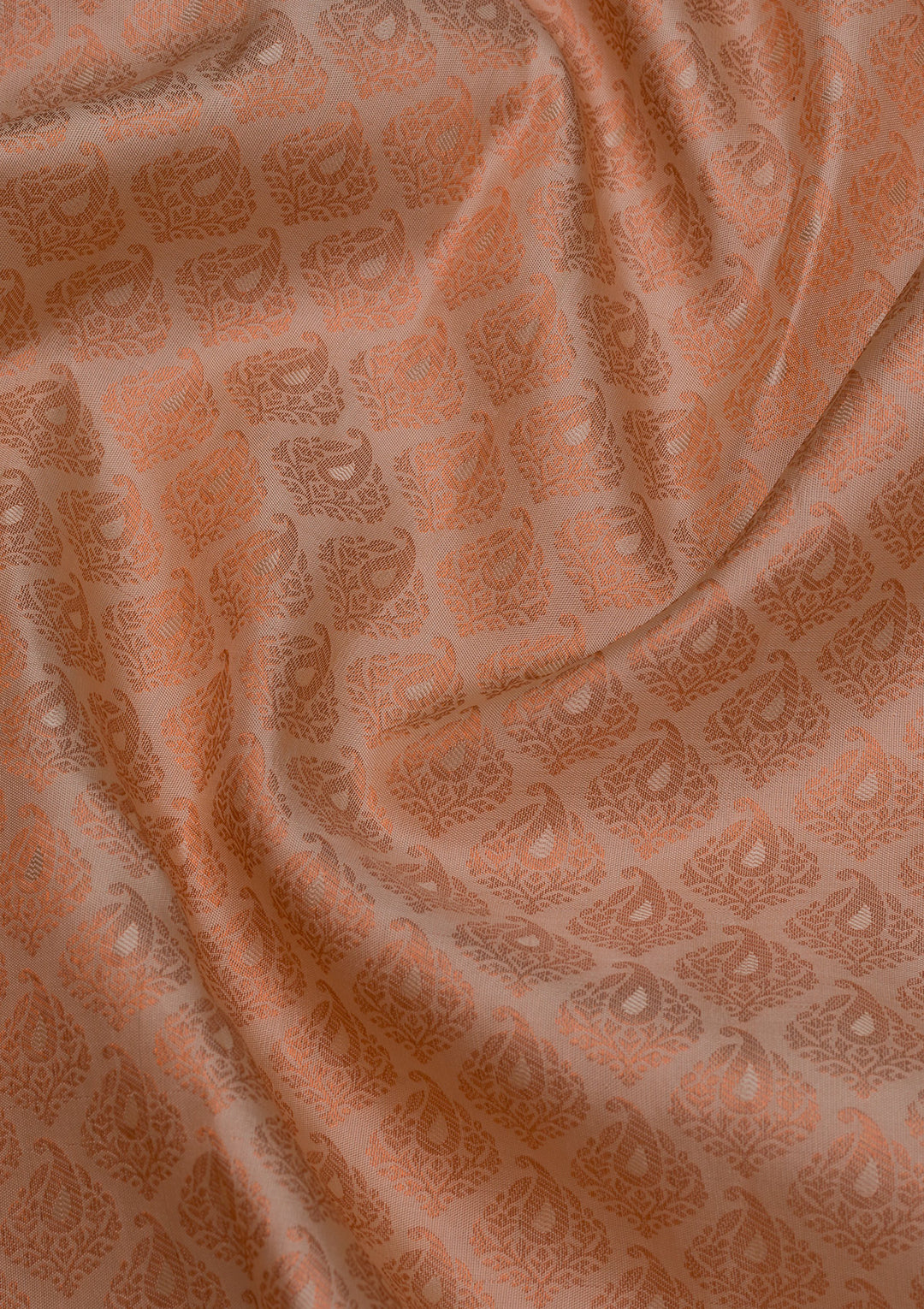 Peach Silk Jaal Antique Zariwork Saree With Matching Blouse Piece