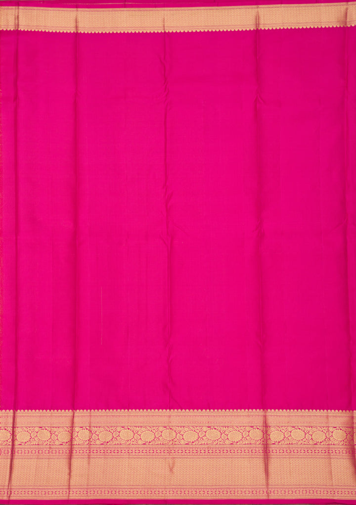 Peach Silk Jaal Gold Zariwork Saree With Matching Blouse Piece