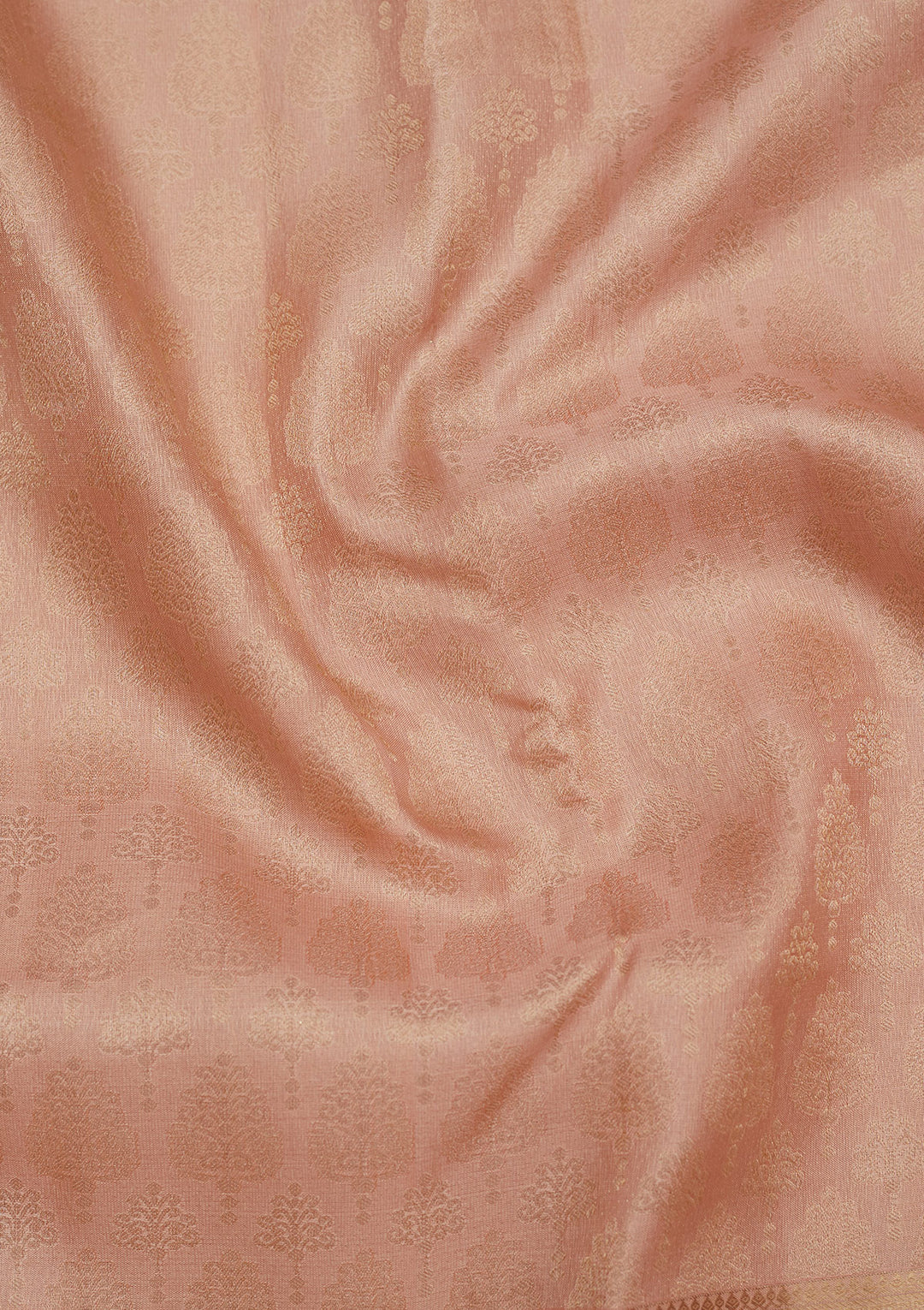 Peach Silk Jaal Gold Zariwork Saree With Matching Blouse Piece