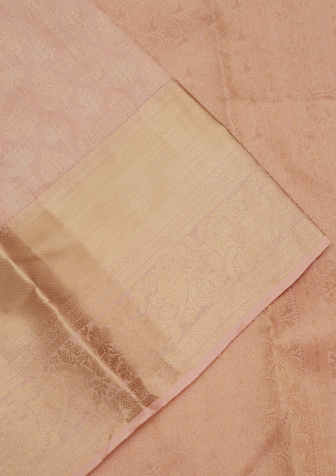 Peach Silk Jaal Gold Zariwork Saree With Matching Blouse Piece