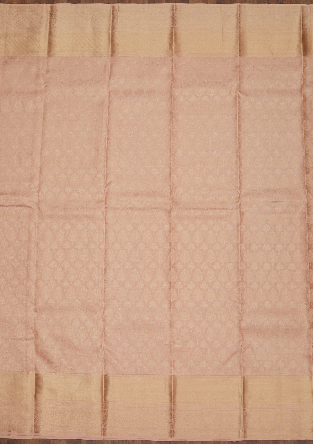 Peach Silk Jaal Gold Zariwork Saree With Matching Blouse Piece