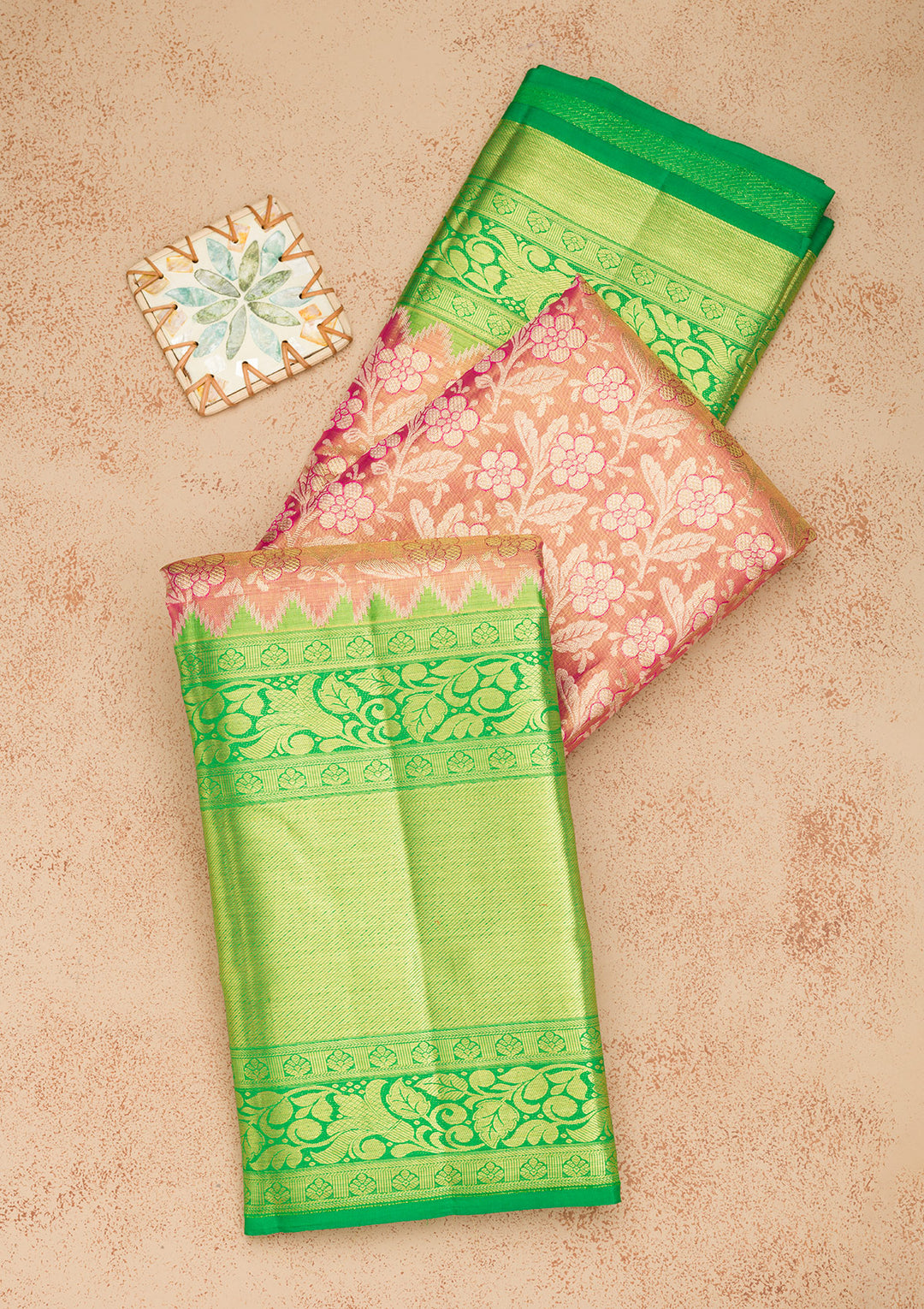 Peach Zariwork Kanjivaram Pure Silk Saree
