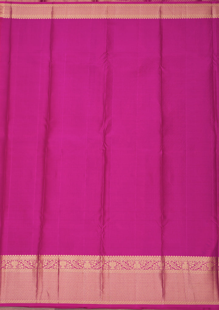 Peach Silk Buti Gold Zariwork Saree With Matching Blouse Piece
