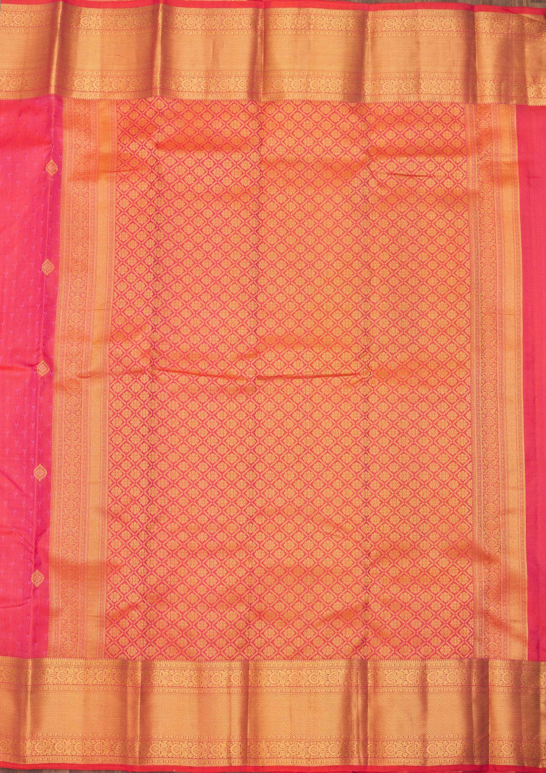 Peach Silk Buti Gold Zariwork Saree With Matching Blouse Piece