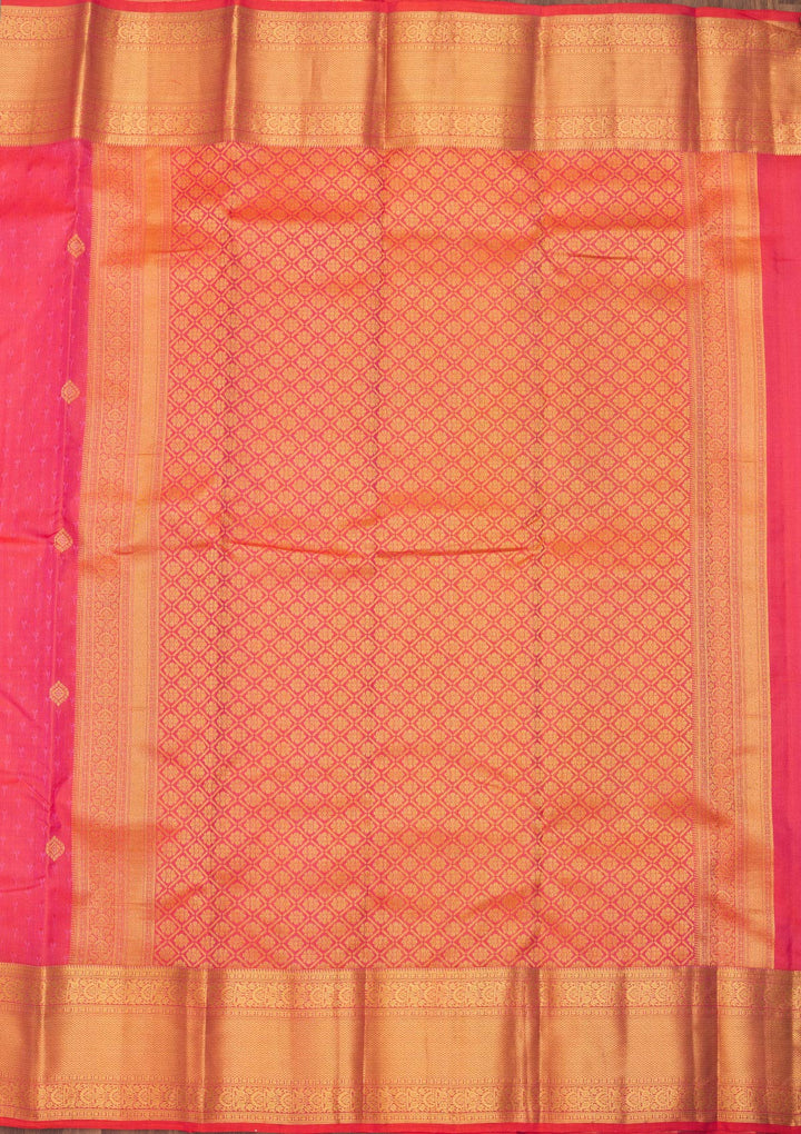 Peach Silk Buti Gold Zariwork Saree With Matching Blouse Piece
