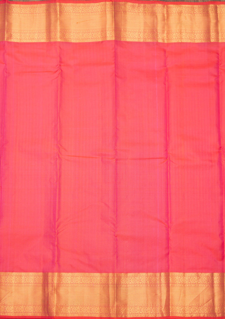 Peach Silk Buti Gold Zariwork Saree With Matching Blouse Piece