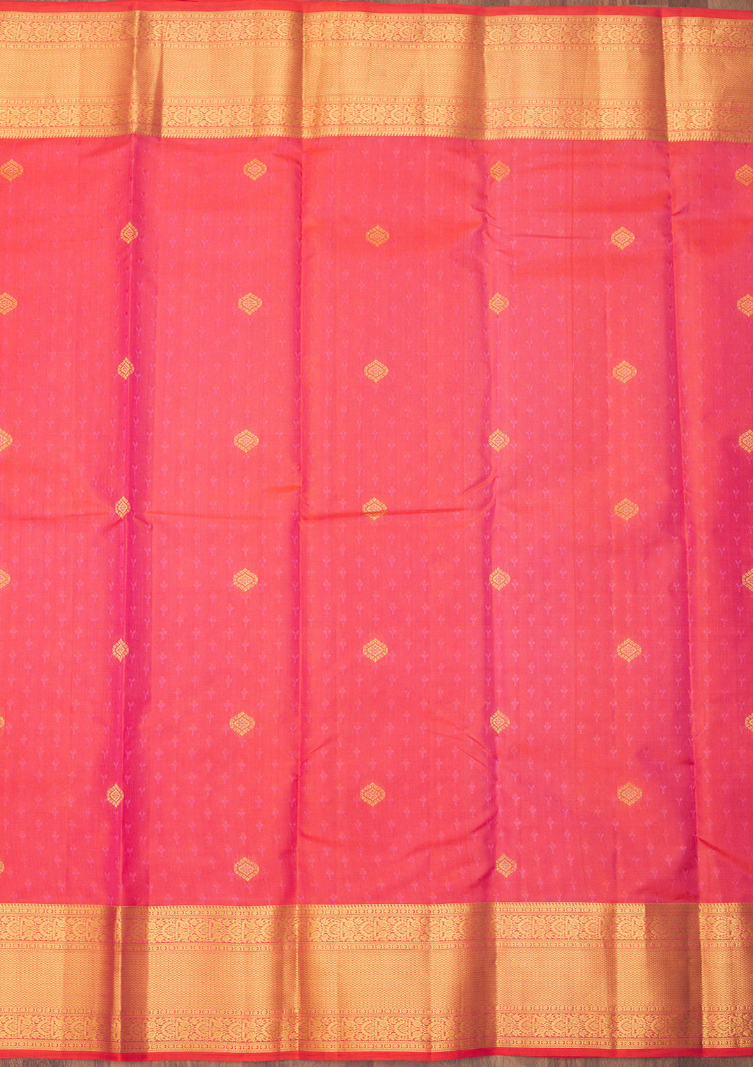 Peach Silk Buti Gold Zariwork Saree With Matching Blouse Piece