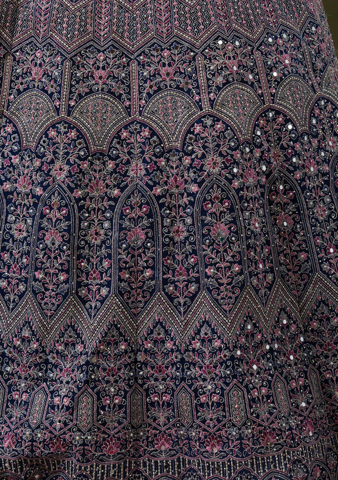 Peacock Blue Threadwork Net Readymade Lehenga