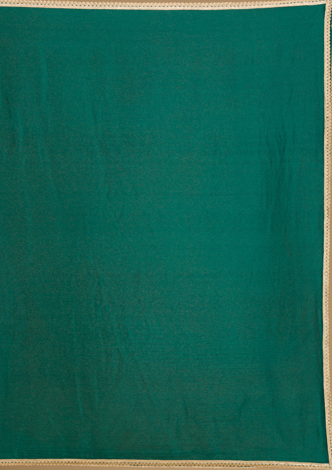 Koskii Emerald Green Soft Raw Silk Salwar Suit – Readymade Threadwork Elegance