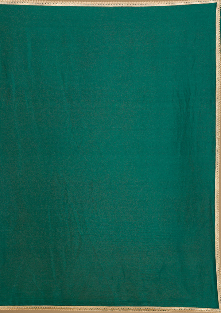 Koskii Emerald Green Soft Raw Silk Salwar Suit – Readymade Threadwork Elegance