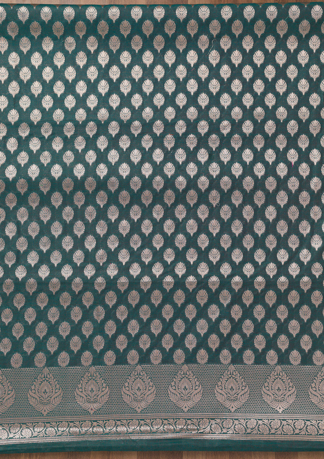 Peacock Blue Zariwork Banarasi Unstitched Salwar Suit