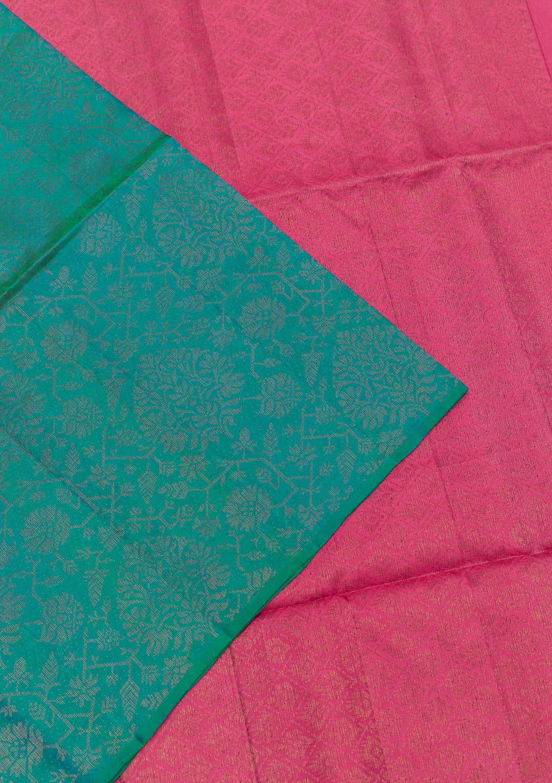 Peacock Blue Silk Jaal Gold Zariwork Saree With Matching Blouse Piece