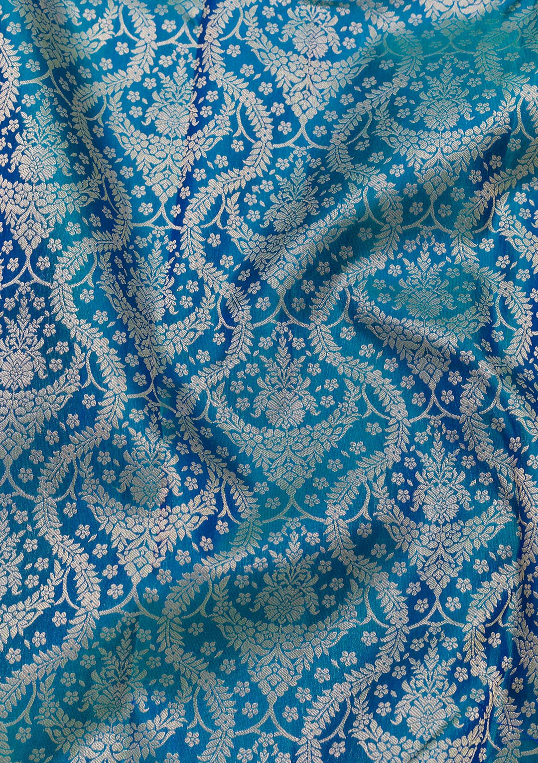 Royal Blue Pure Silk Jaal Zariwork Saree With Matching Blouse Piece