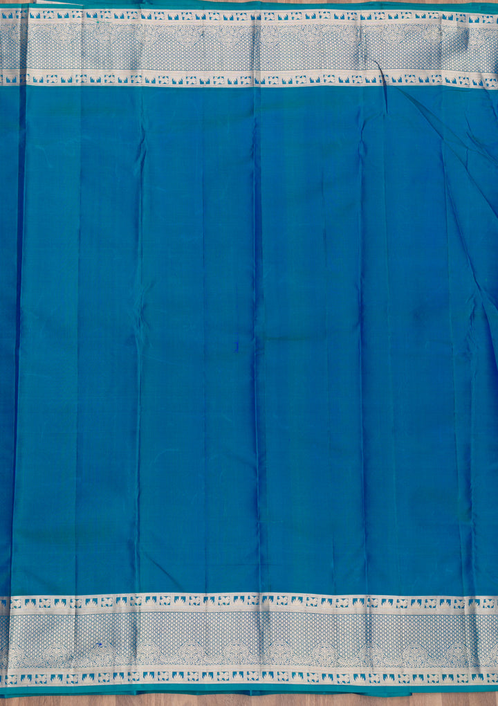 Royal Blue Pure Silk Jaal Zariwork Saree With Matching Blouse Piece