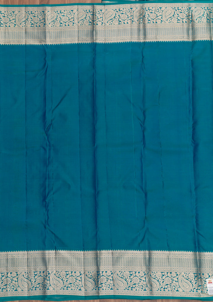 Peacock Blue Zariwork Pure Silk Saree