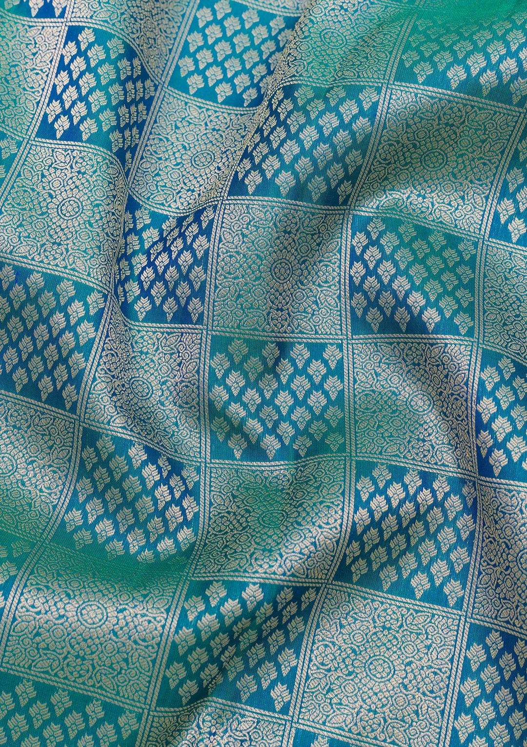 Peacock Blue Zariwork Kanjivaram Pure Silk Saree