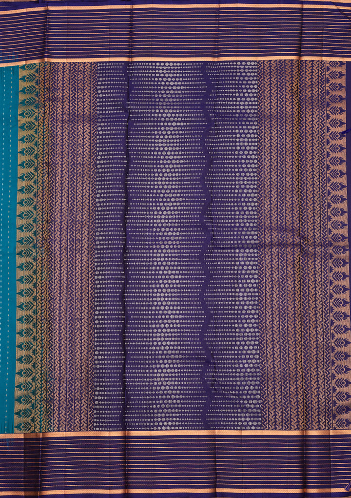 Peacock Blue Zariwork Pure Silk Saree