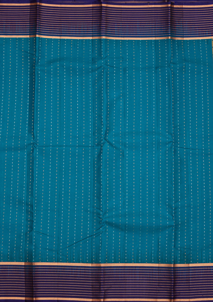 Peacock Blue Zariwork Pure Silk Saree
