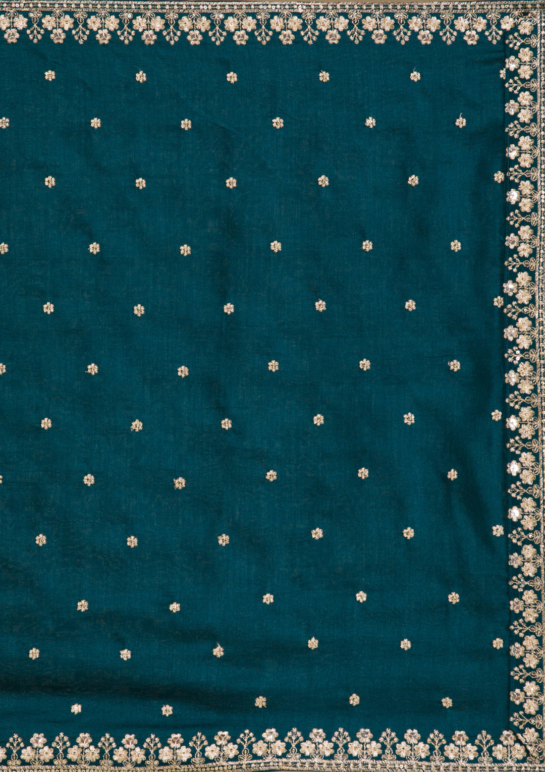 Peacock Green Zariwork Art Silk Readymade Salwar Suit