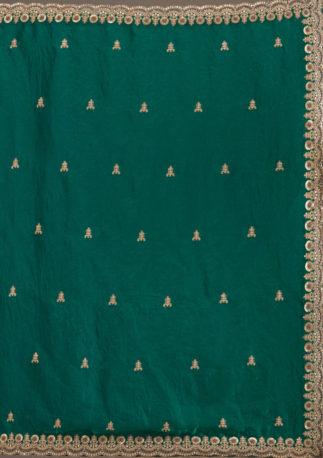 Peacock Green Zariwork Tissue Saree