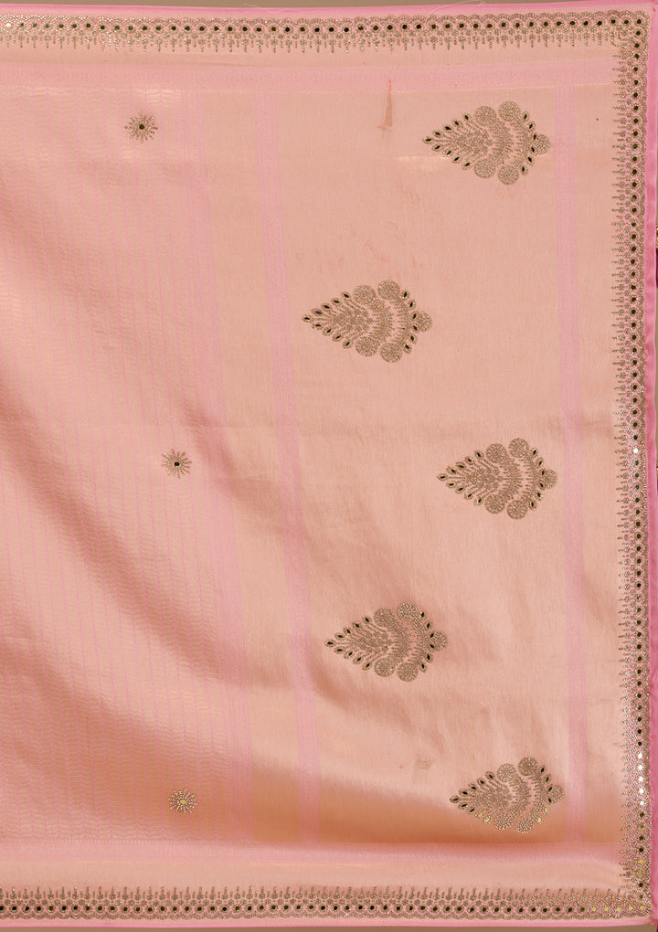 Koskii Orange Saree with Exquisite Threadwork – Traditional Elegance