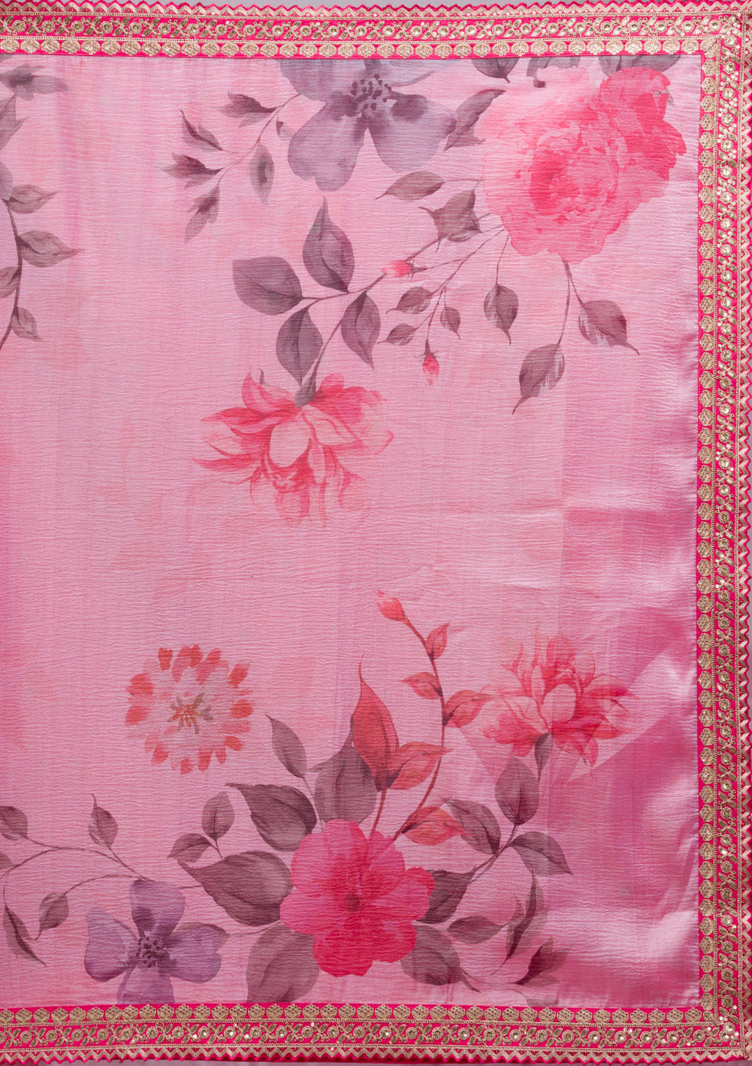 Pink Printed Georgette Saree