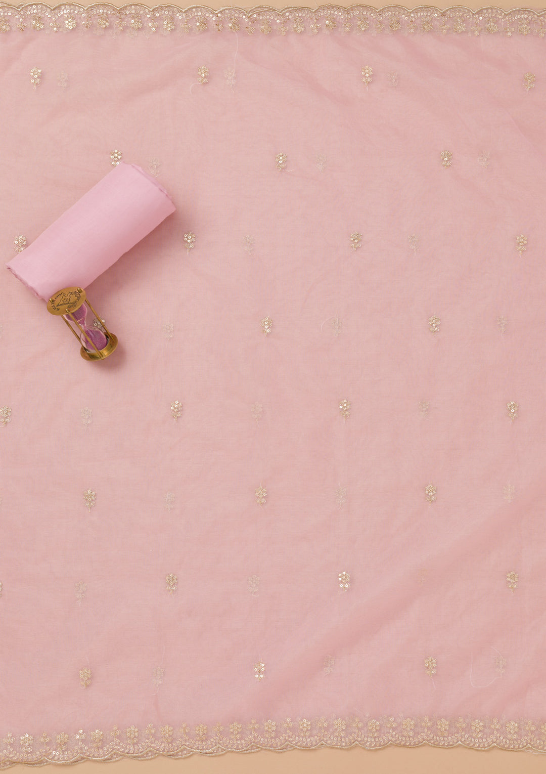 Pink Printed Organza Unstitched Salwar Suit