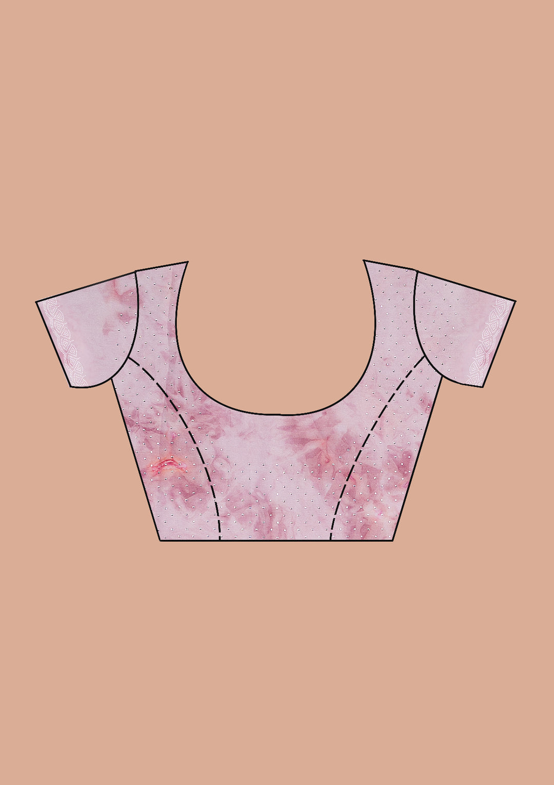 Pink Printed Satin Saree