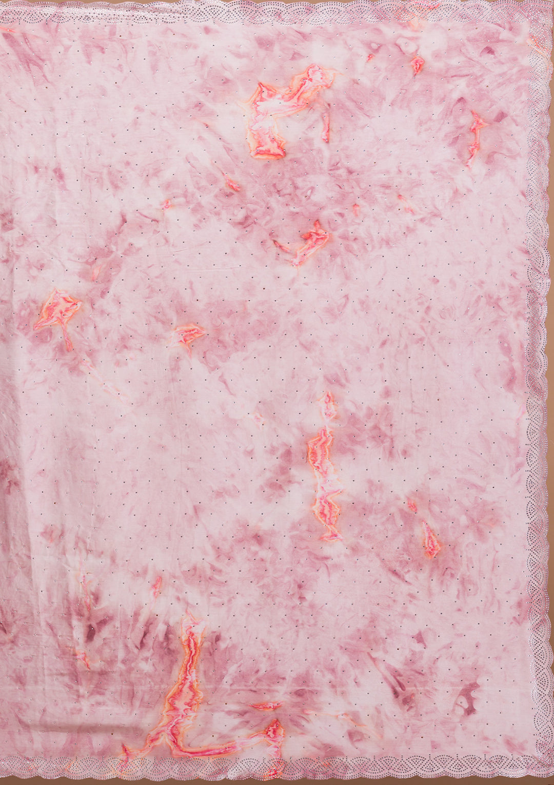 Pink Printed Satin Saree