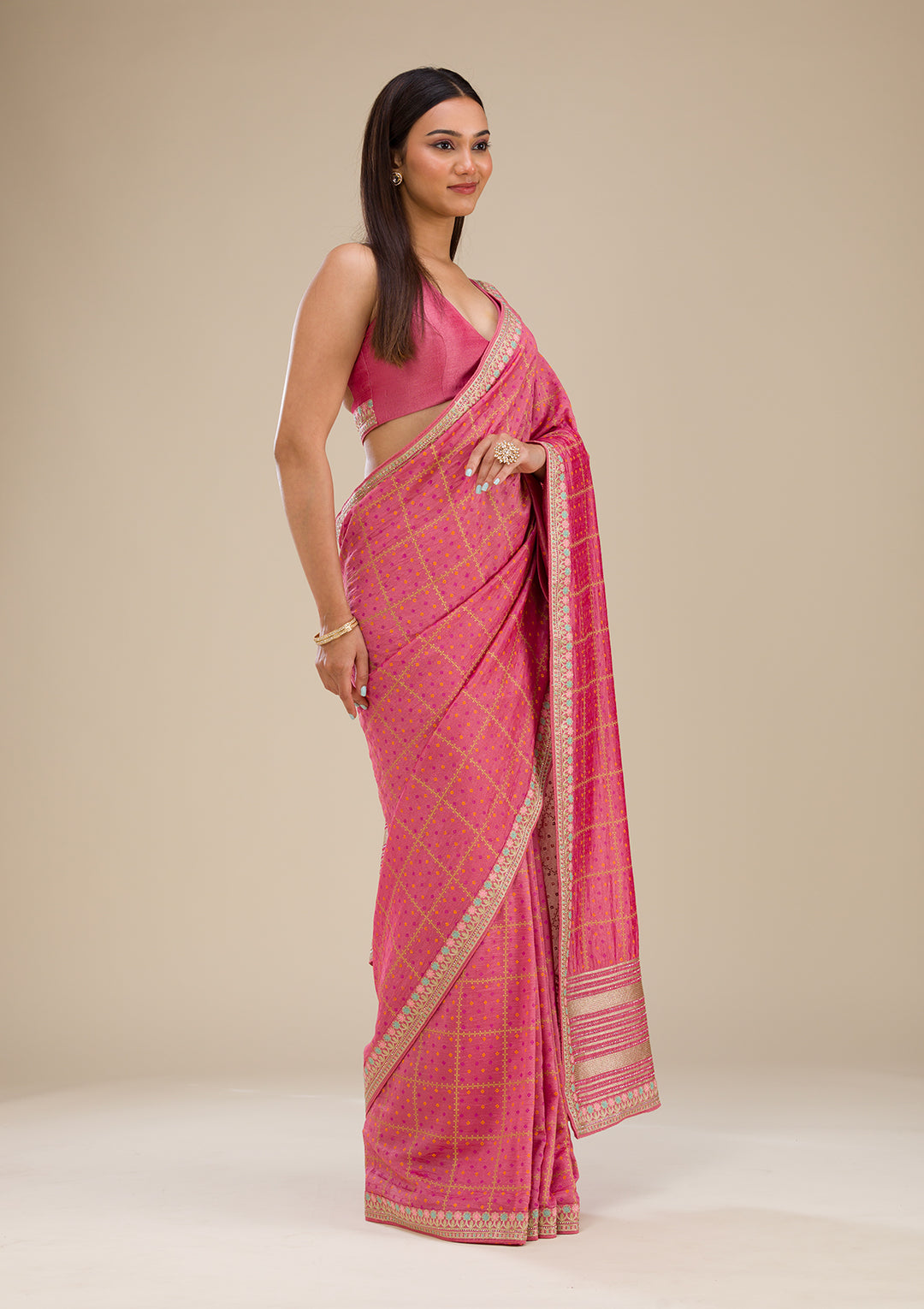 Pink Printed Soft Silk Saree