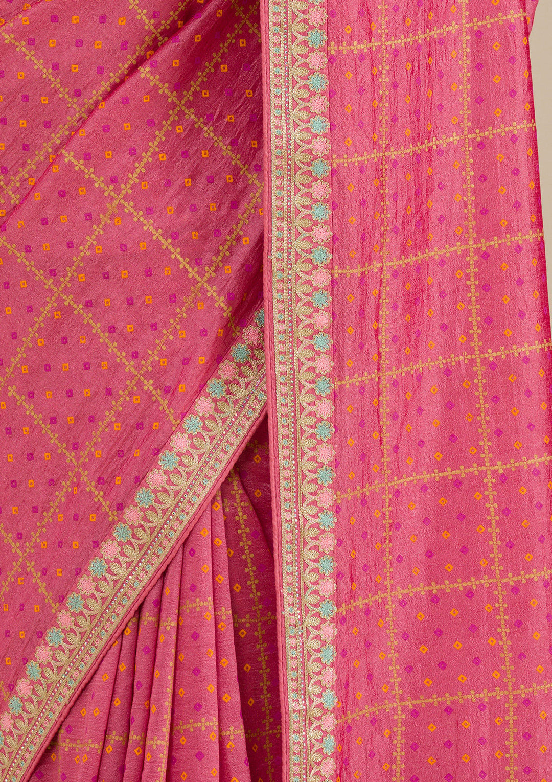 Pink Printed Soft Silk Saree