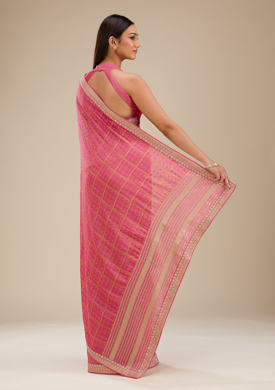 Pink Printed Soft Silk Saree