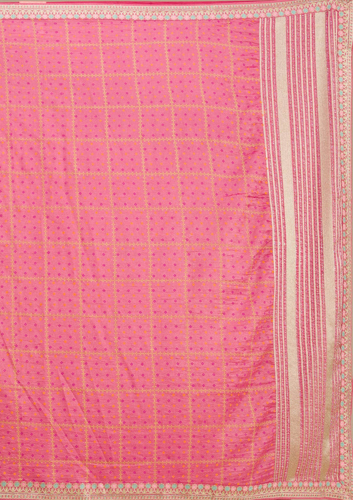 Pink Printed Soft Silk Saree