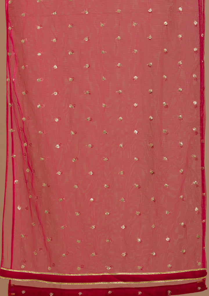 Pink Multi Georgette Sequins Anarkali Kurta With Pant Regular And Dupatta