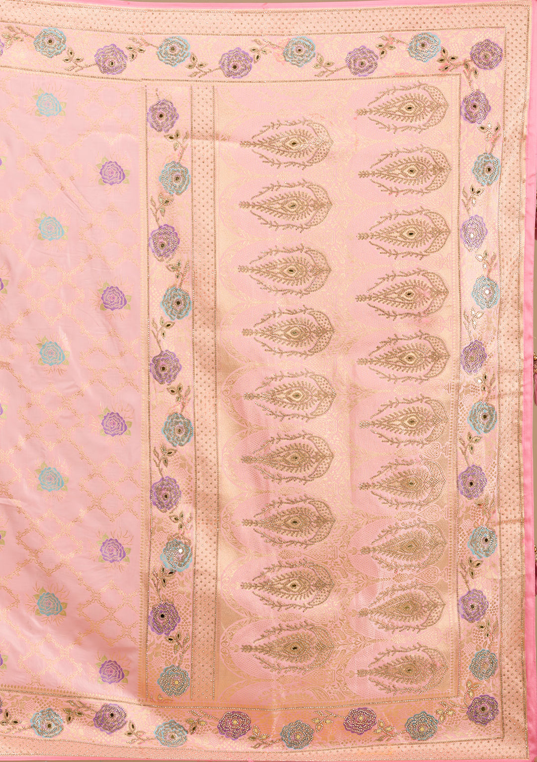 Koskii Orange Saree with Exquisite Threadwork – Traditional Elegance