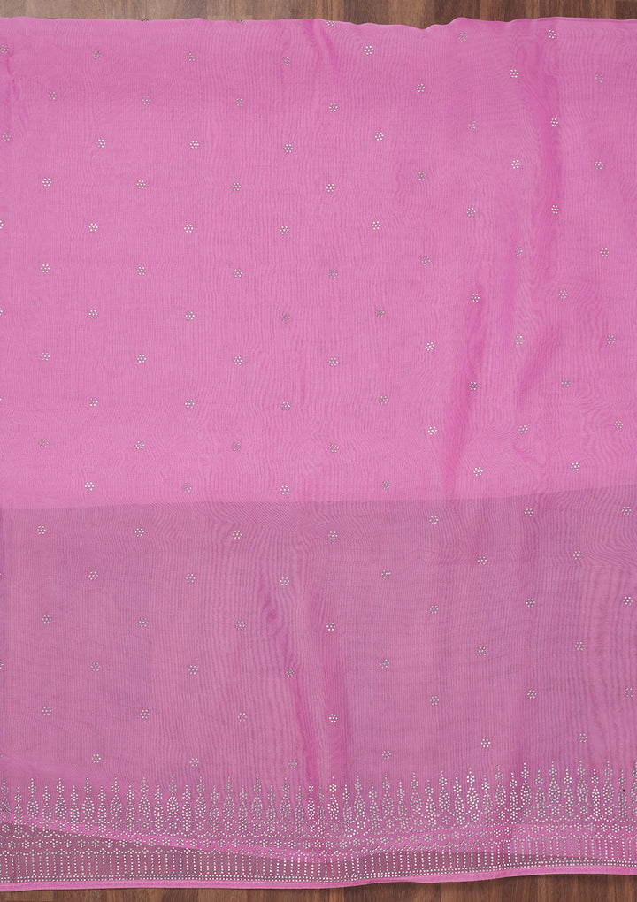 Pink Swarovski Tissue Unstitched Salwar Suit