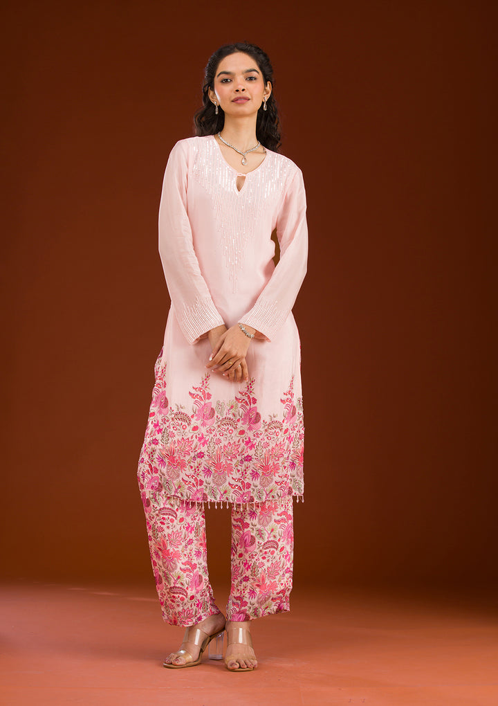 Koskii Crepe Pink Salwar Suit – Sequined Readymade Elegance