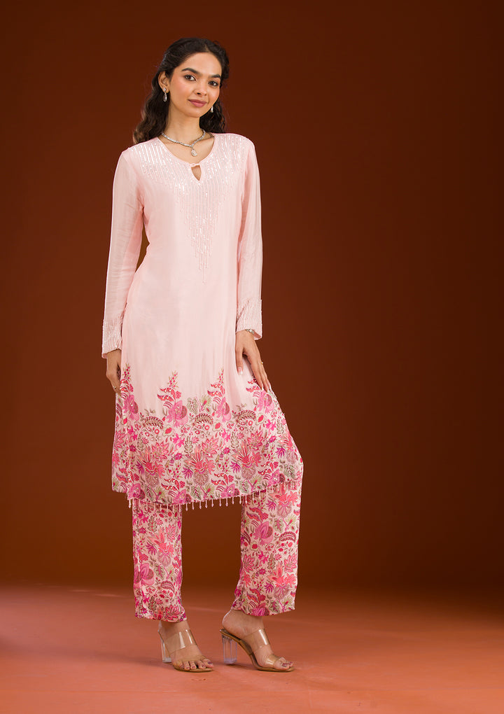 Koskii Crepe Pink Salwar Suit – Sequined Readymade Elegance