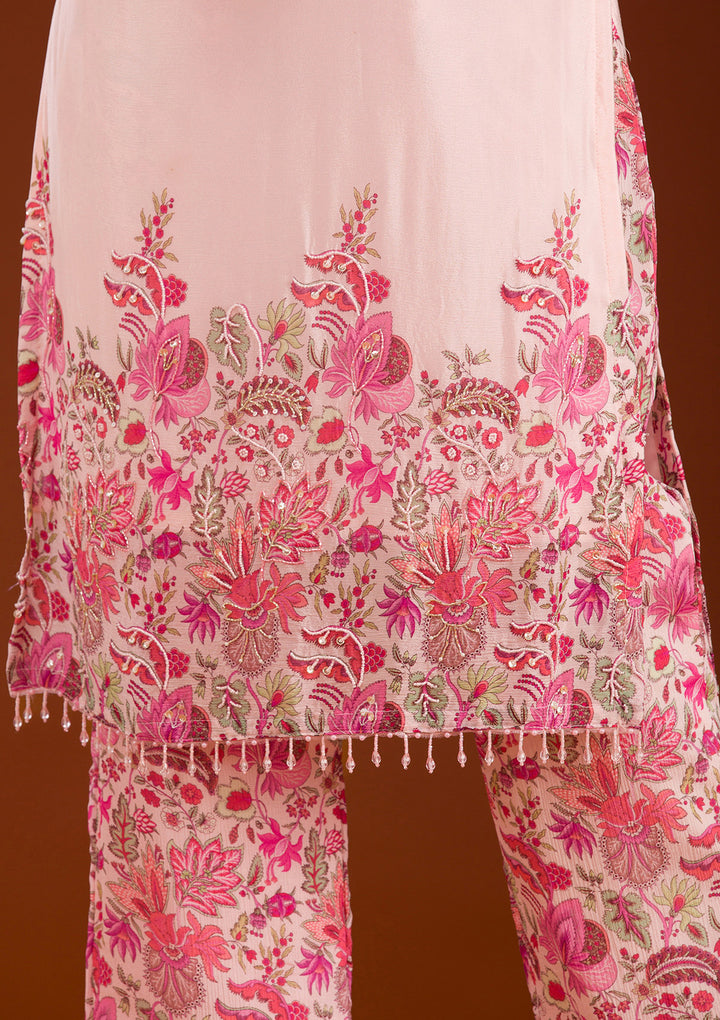 Koskii Crepe Pink Salwar Suit – Sequined Readymade Elegance