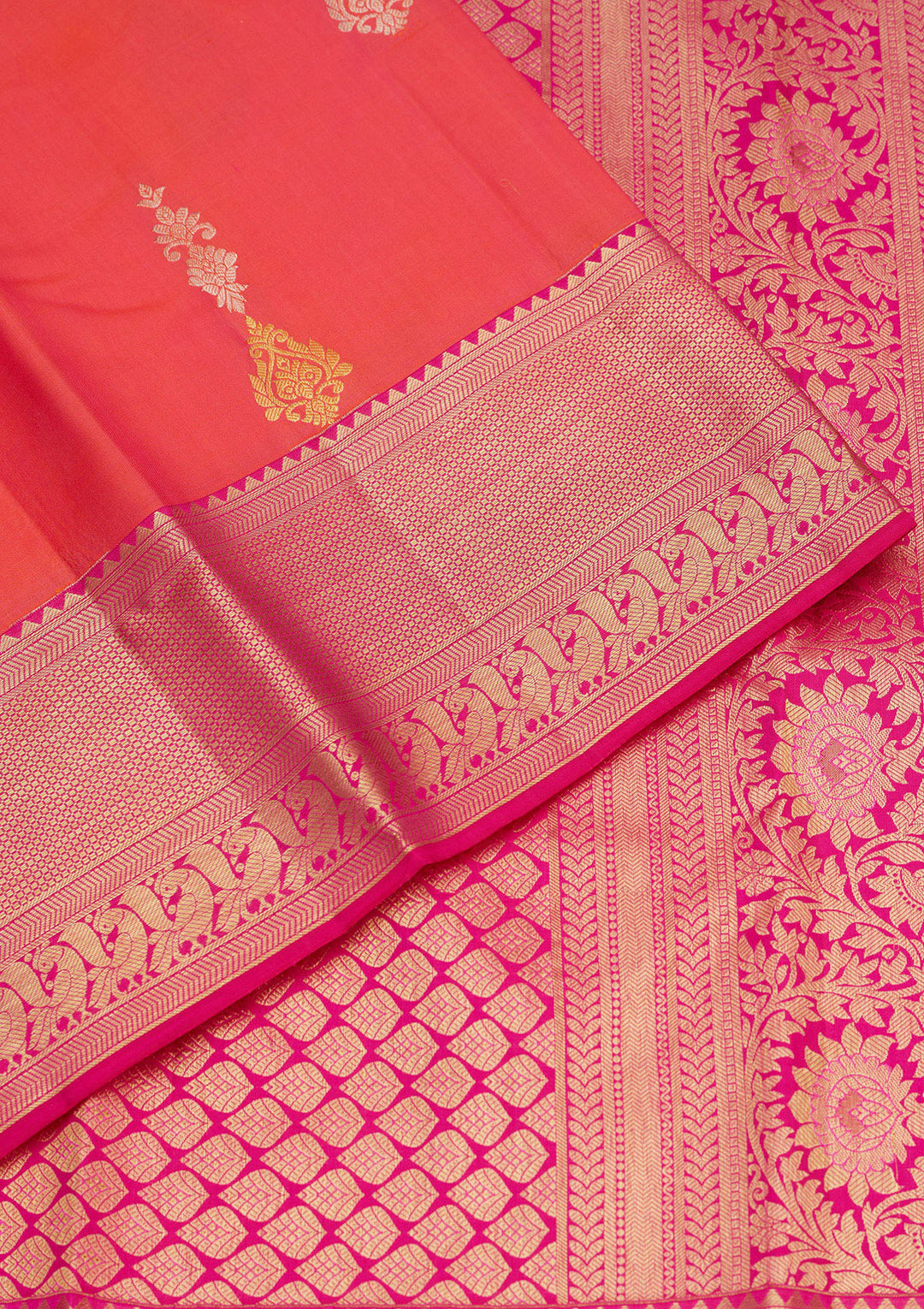 Pink Silk Buti Gold Zariwork Saree With Matching Blouse Piece