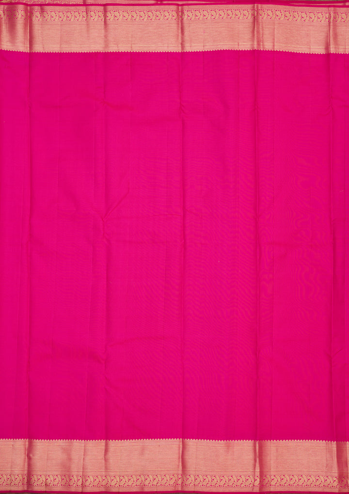 Pink Silk Buti Gold Zariwork Saree With Matching Blouse Piece