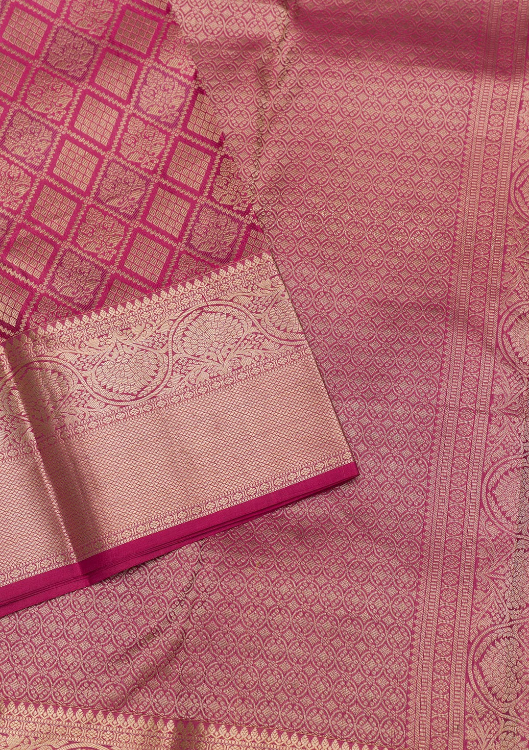 Pink Pure Silk Jaal Zariwork Saree With Matching Blouse Piece