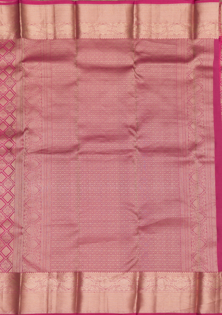 Pink Pure Silk Jaal Zariwork Saree With Matching Blouse Piece