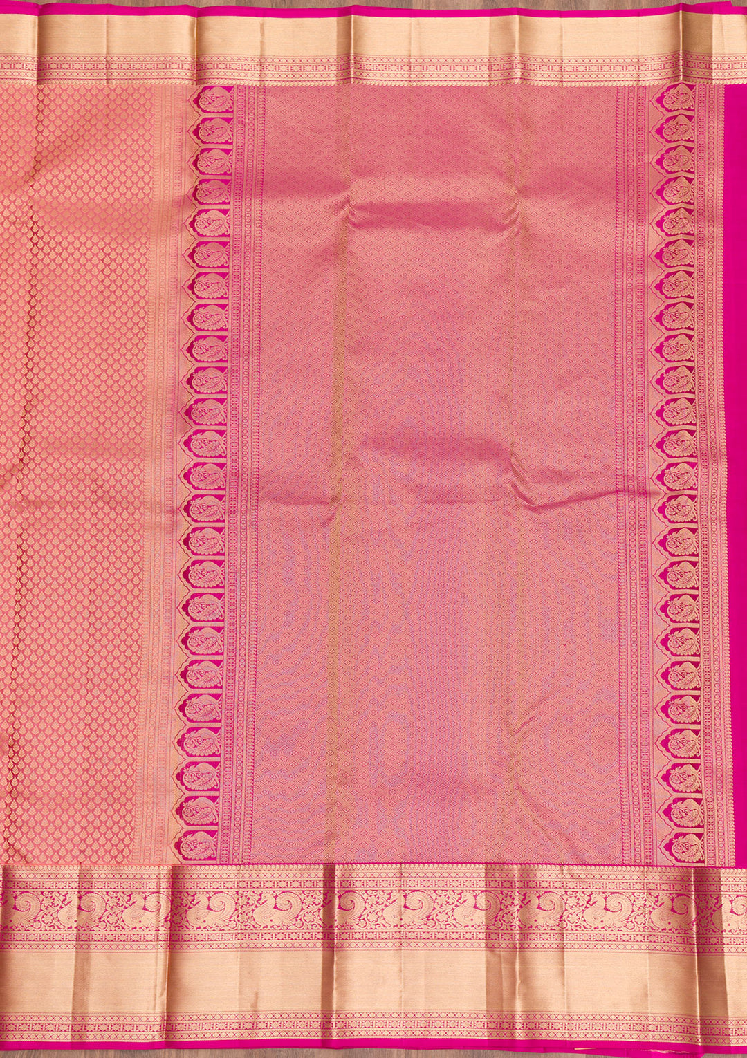 Pink Silk Jaal Gold Zariwork Saree With Matching Blouse Piece