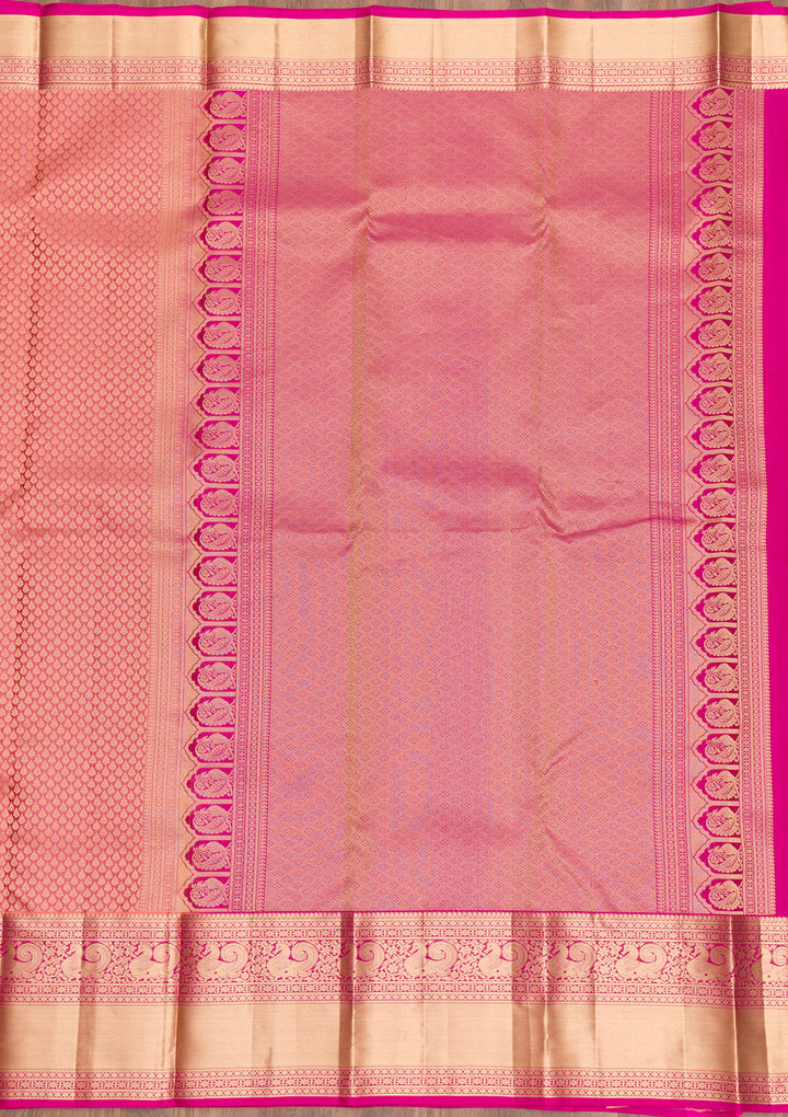 Pink Silk Jaal Gold Zariwork Saree With Matching Blouse Piece