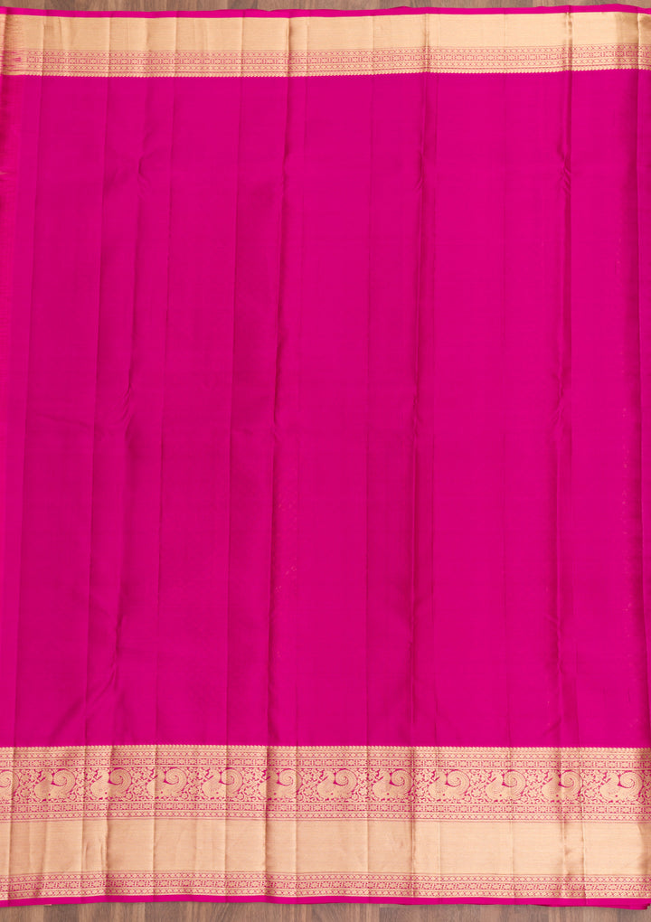 Pink Silk Jaal Gold Zariwork Saree With Matching Blouse Piece