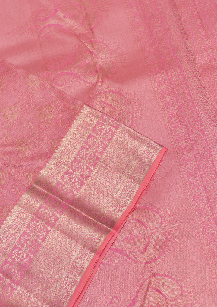 Pink Zariwork Pure Silk Saree-Koskii