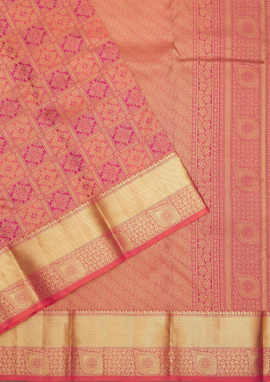 Pink Silk Jaal Saree With Matching Blouse Piece