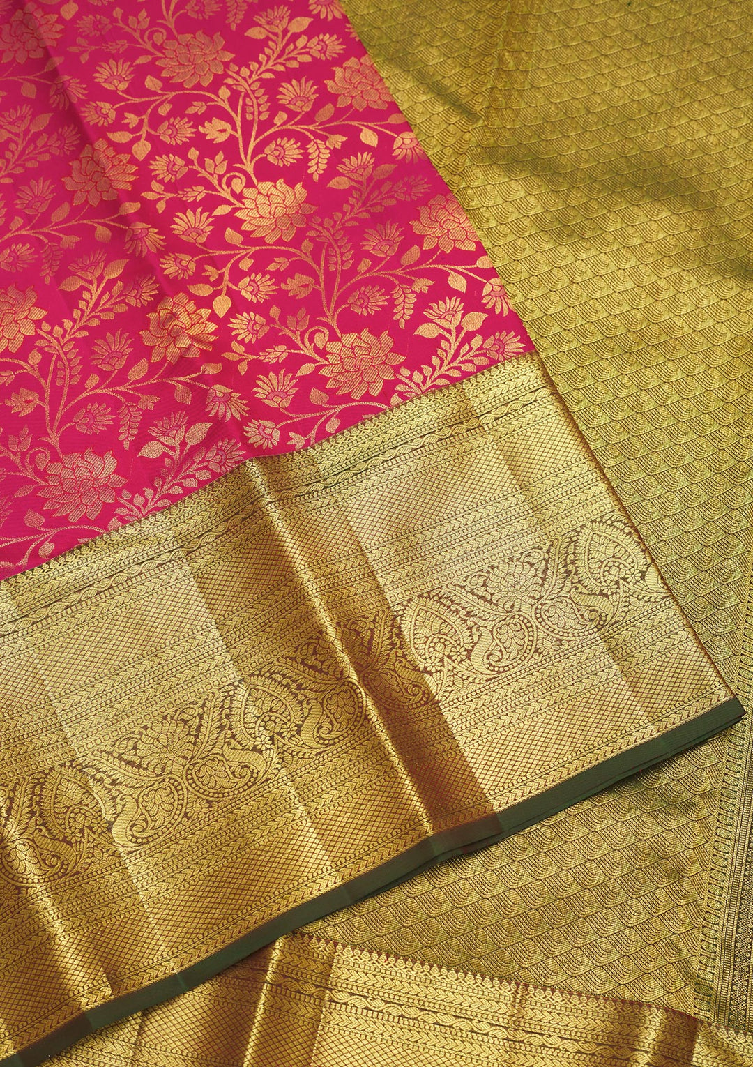 Pink Silk Jaal Gold Zariwork Saree With Matching Blouse Piece