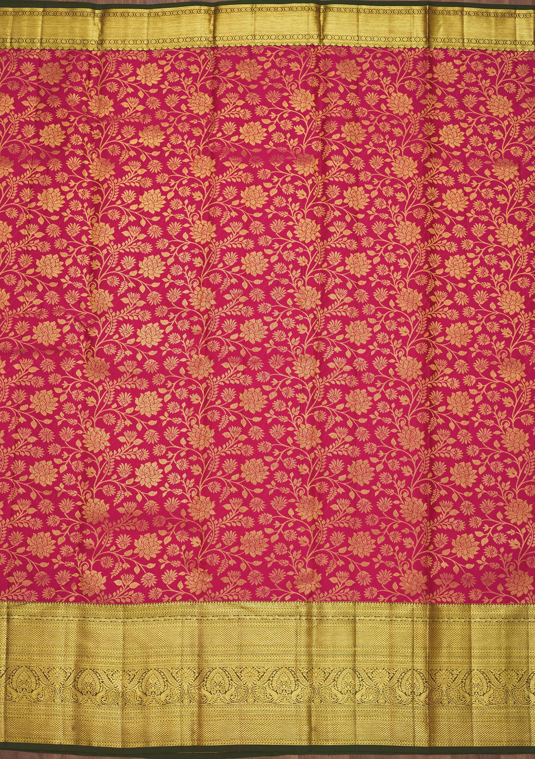 Pink Silk Jaal Gold Zariwork Saree With Matching Blouse Piece